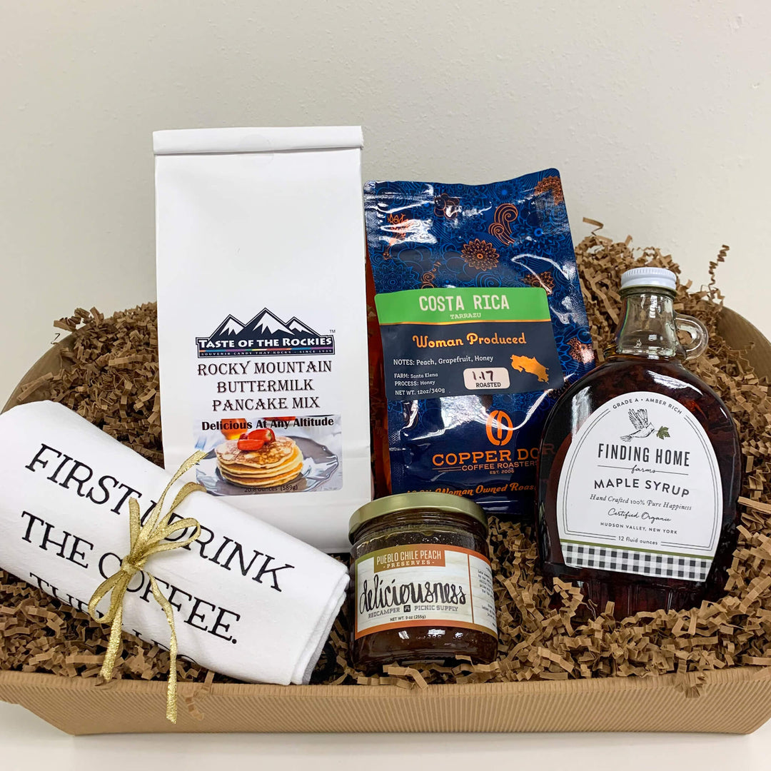 What's better than breakfast in bed?  Locally made coffee, jam and pancake mix from our South Denver shop!